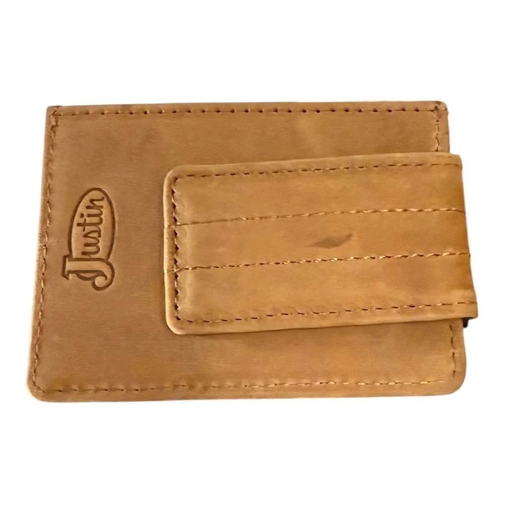 Justin Genuine Leather Card Wallet | Money Clip Back